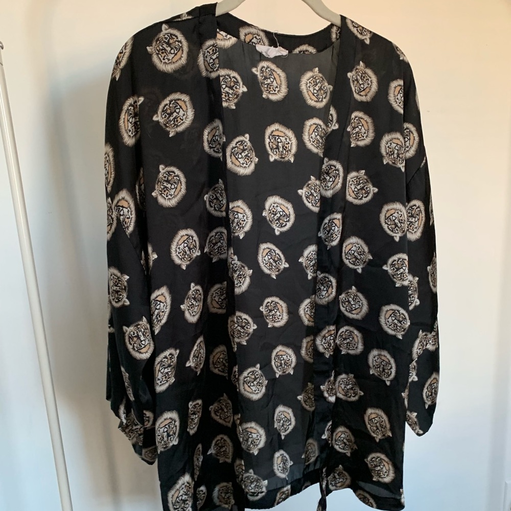 Lucca Couture Sheer Tiger Print Kimono